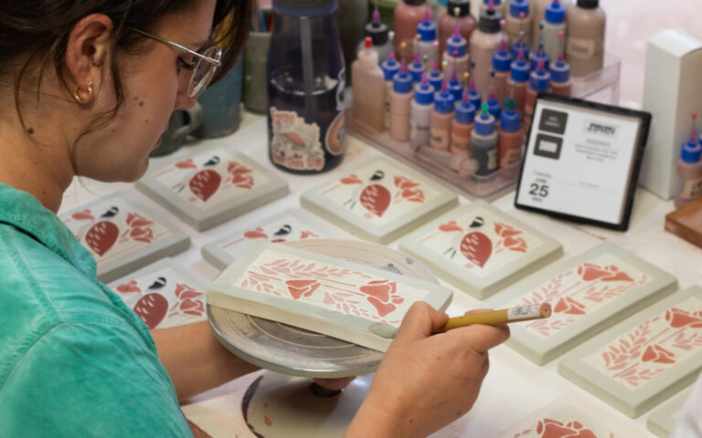 Ephraim Pottery Tile Glazing Process. Ephraim Pottery