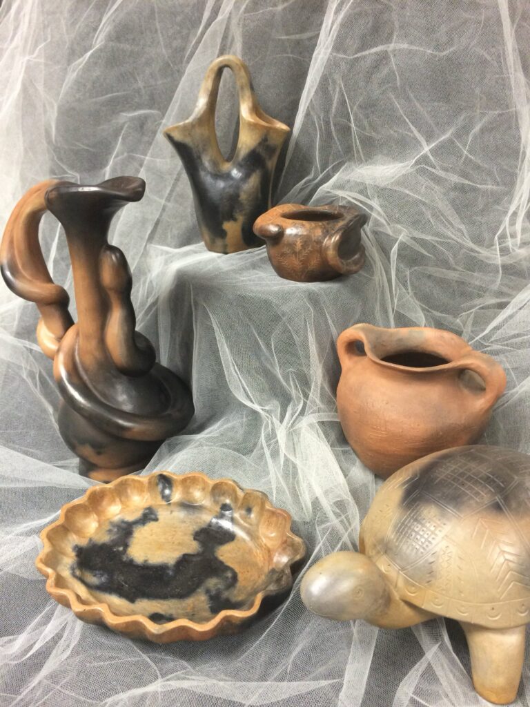 Catawba Nation Pottery: Snake Rebecca Pitcher by Bill Harris, Wedding Jug by Faye Greiner,  Snake Bowl by Margaret Robbins, Jar with Handles by Keith Brown, Turtle by Monty Branham, and Plate by Eric Canty. Catawba Nation Pottery: Snake Rebecca Pitcher by Bill Harris, Wedding Jug by Faye Greiner, Snake Bowl by Margaret Robbins, Jar with Handles by Keith Brown, Turtle by Monty Branham, and Plate by Eric Canty. Native American Studies Center at USC Lancaster