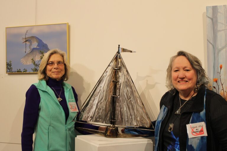 Photographer Paula Zanter-Stout and Welder Andrea "AJ" Johnson at the Annual Members Exhibition Moses Lake Museum & Art Center