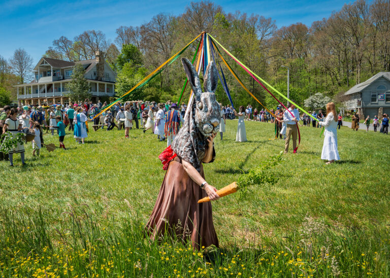 Whimsical puppets are part of the beloved May Pole Dance and May Day Parade tradition at the John C. Campbell Folk School, held annually on the first day of May. Photo provided by John C. Campbell Folk School