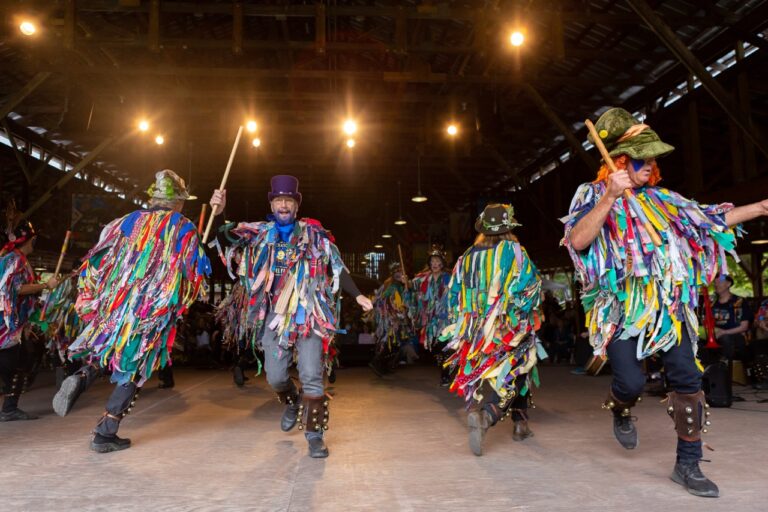 The Brasstown Morris Dancers, Stix in the Mud, perform traditional English morris dances at the John C. Campbell Folk School Fall Festival, held annually on the first weekend in October. Photo provided by John C. Campbell Folk School