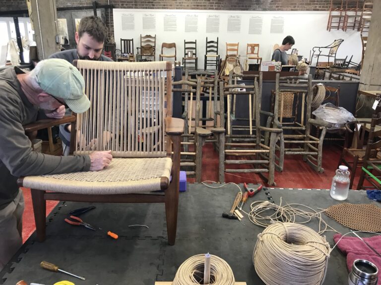 Dave teaching Danish Cord Weaving at Silver River Center for Chair Caning Dave teaching Danish Cord Weaving at Silver River Center for Chair Caning. Brandy Clements