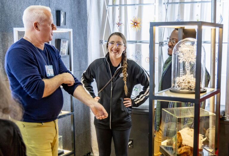 Glass artist Stephen Brucker booth 2024. Kevin Monko, photographer