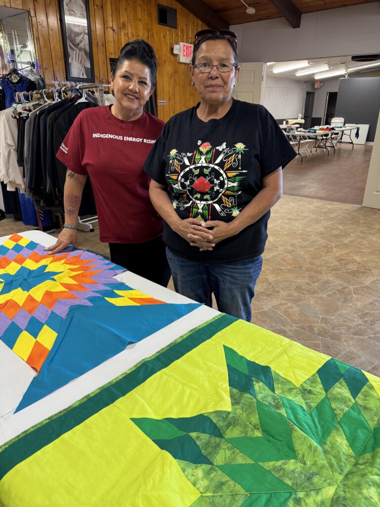 Cherokee Brown and Judy "Shine" Tidzump, star quilt makers in Riverton, Wyoming. Josh Chrysler/Wyoming Folklife Collection