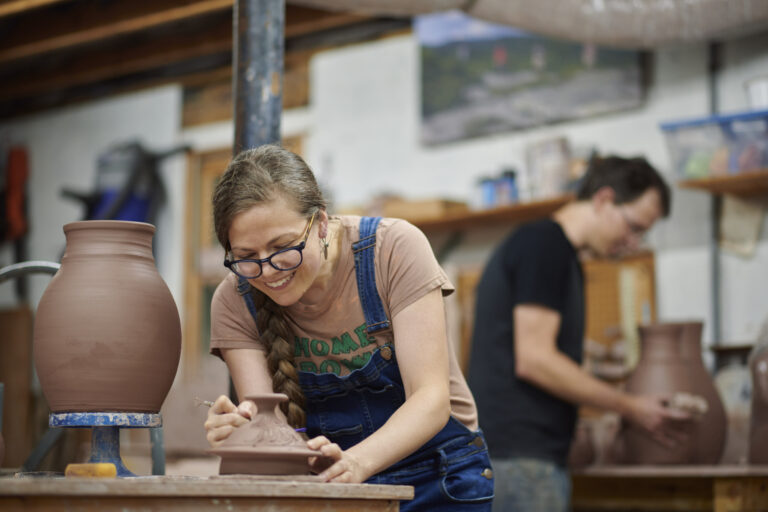 Kristen and JR Page, Page Pottery, Burnsville, NC. Sam Dean