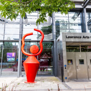 The Entrance of the Arts Center with a Vinyl Mural by Taro Takizawa. Mariah Seifert