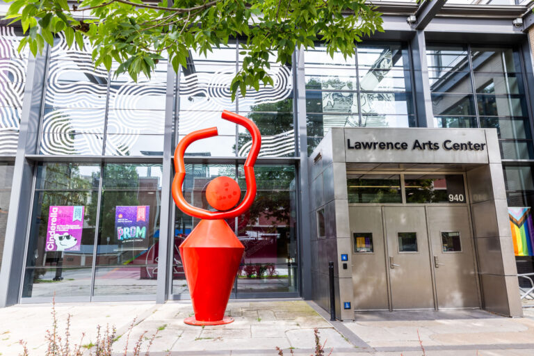 The Entrance of the Arts Center with a Vinyl Mural by Taro Takizawa. Mariah Seifert