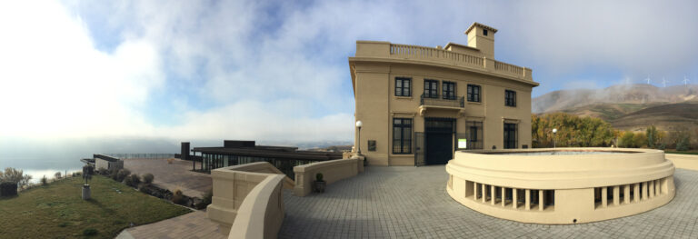 The façade of Maryhill Museum of Art with the Columbia River at far left. Courtesy Maryhill Museum of Art