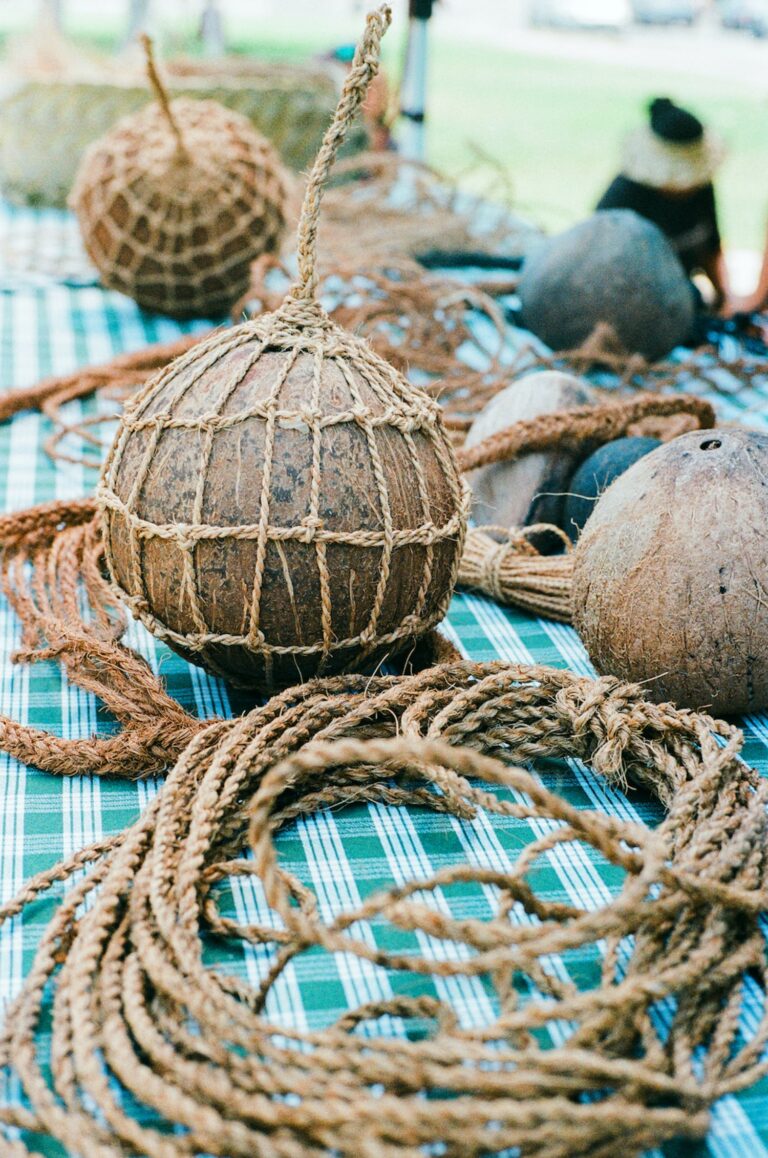 Niu (coconut) wrapped in ʻaha (coconut cordage) by Niu Now!