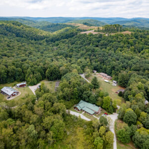 Touchstone Center for Crafts wooded campus aerial view. Alex Byers
