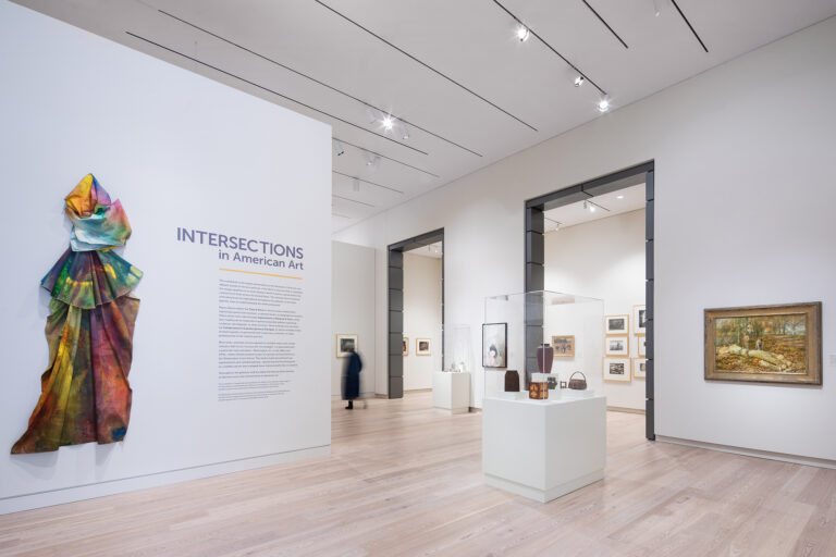Installation view of the exhibition Intersections in American Art in the SECU Collection Hall, November 2019. Image Sterling Silver.