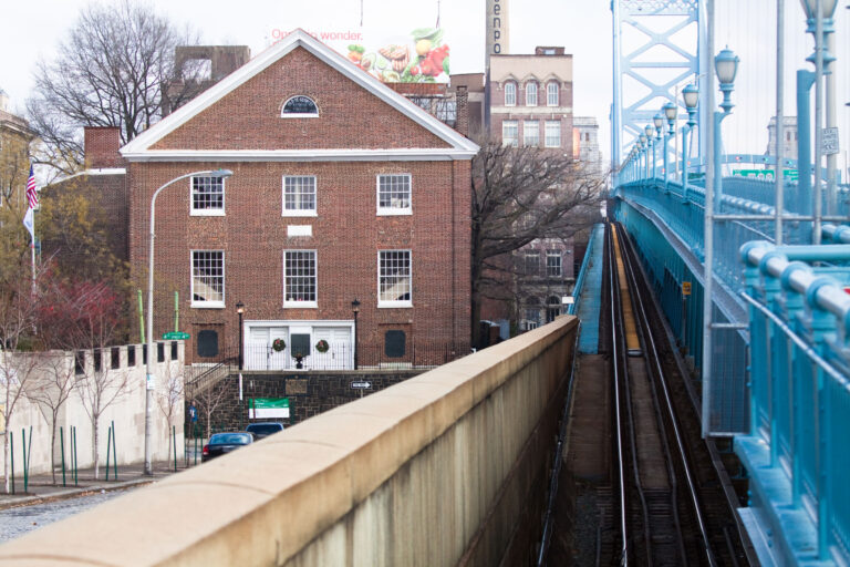 Historic St. George's after the Benjamin Franklin Bridge was built - a mere 14 feet away. HSG Museum & Archives