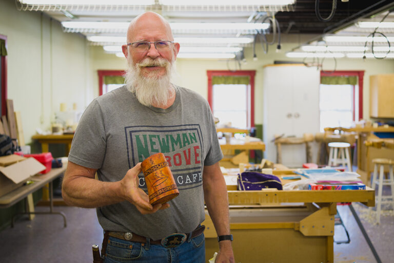 Woodworking instructor and Vesterheim Gold Medalist Scott Johnson shares his work in Vesterheim Folk Art School's woodworking classroom. Vesterheim