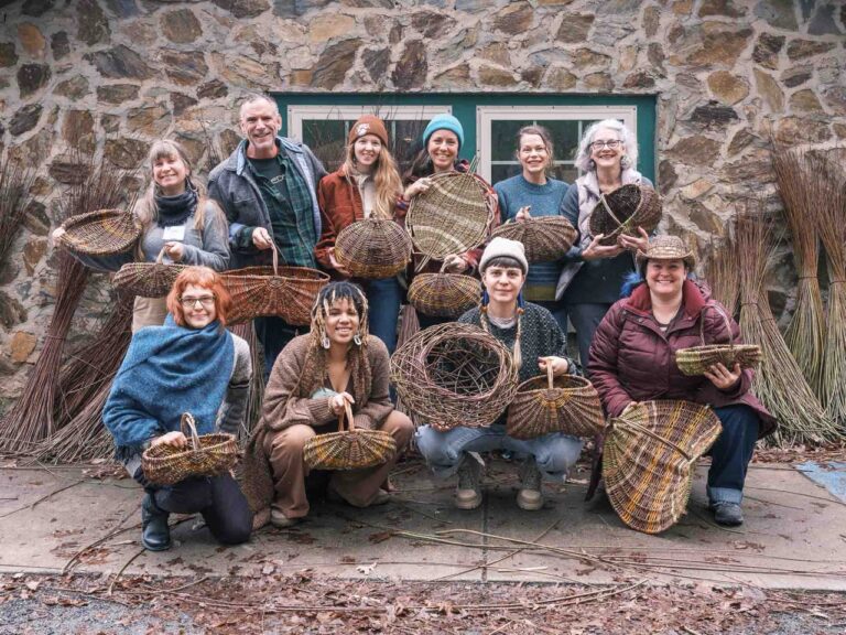Instructor Mark Hendry with his “Willow: Harvest and Weave” class at the John C. Campbell Folk School. Photo provided by John C. Campbell Folk School
