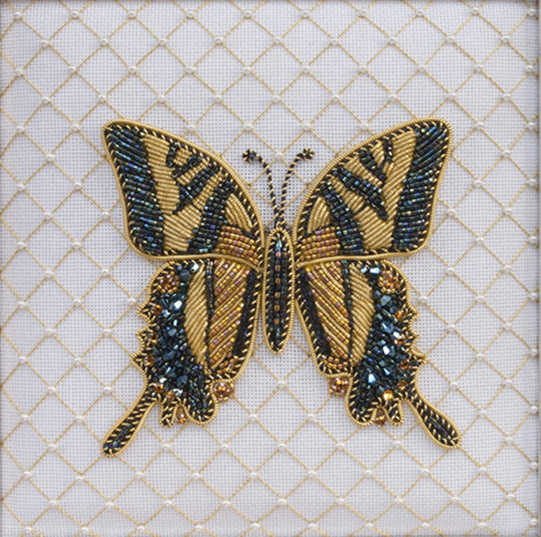 Goldwork Tiger Striped Butterfly by Michele Roberts. Photo by Jennifer Riefenberg