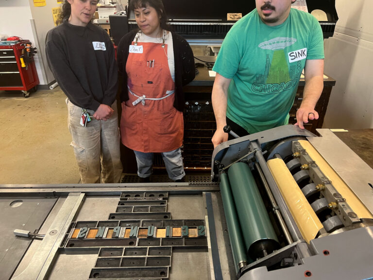 Letterpress printing wood type for accordion structures. Jay Fox