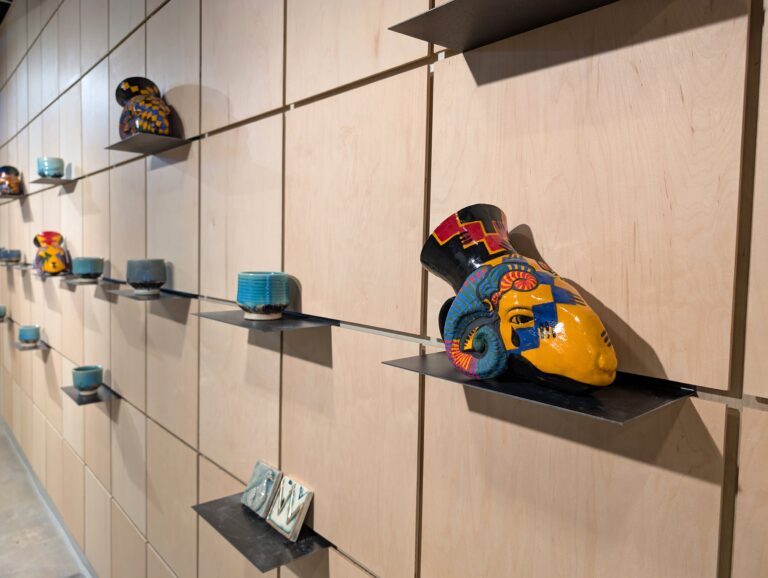 Ceramic work by Roberto Lugo available for sale at Asher: Off the Wall at Houston Center for Contemporary Craft. Photo by HCCC. Ceramic work by Roberto Lugo available for sale at Asher: Off the Wall at Houston Center for Contemporary Craft. Photo by HCCC.