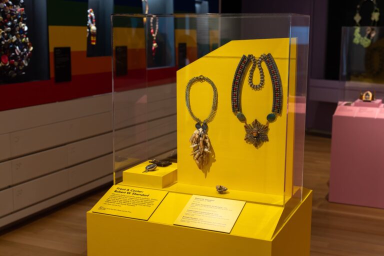 Installation view of OUT of the Jewelry Box at the Museum of Arts and Design, New York, NY (ongoing). Photo: Jenna Bascom; courtesy Museum of Arts and Design.