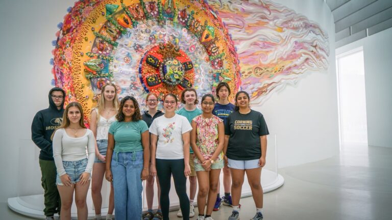 The 2025 Junior Curator cohort explores exhibition design. Courtesy of Corning Museum of Glass The 2025 Junior Curator cohort explores exhibition design. Courtesy of Corning Museum of Glass