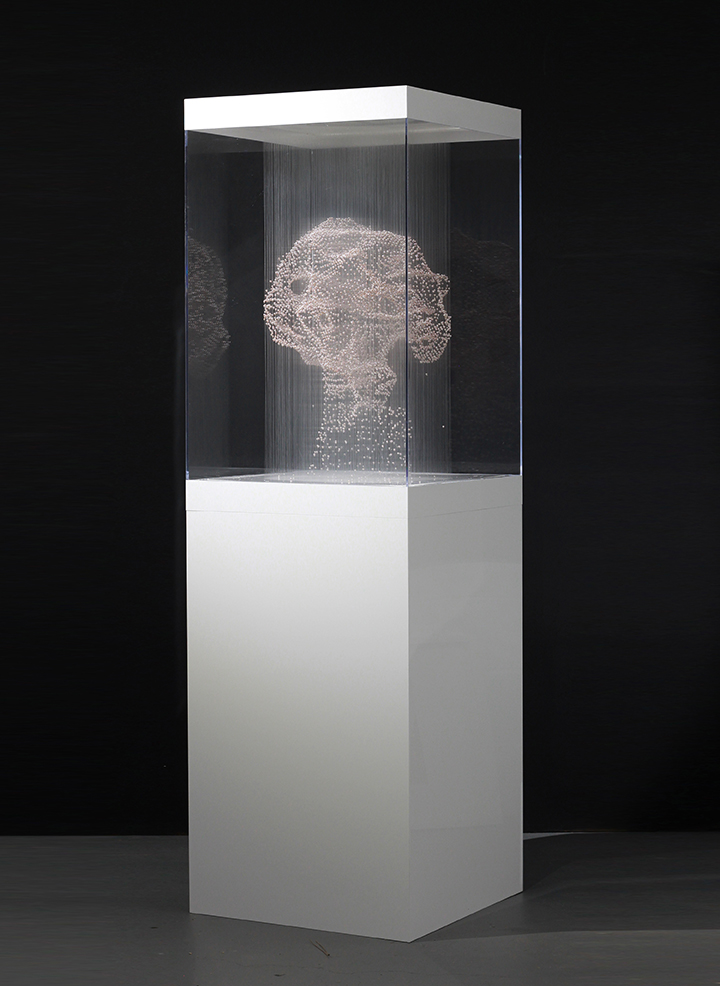“Cloud Cell (medium)”, 2014, freshwater pearl, filament, aluminum "Cloud Cell (medium)", 2014, freshwater pearl, filament, aluminum, 37.4 x 22.8 x 22.8 in. Courtesy of the Artist