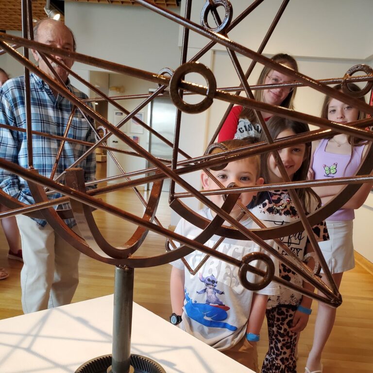 Karen and Kevin Houtchens, “Banging Atoms,” welded and chemically rusted found metal sculpture, 2023. Featured in the Fitton Center’s biennial juried exhibition “Hamilton Current” in spring 2025. Courtesy of Fitton Center for Creative Arts
