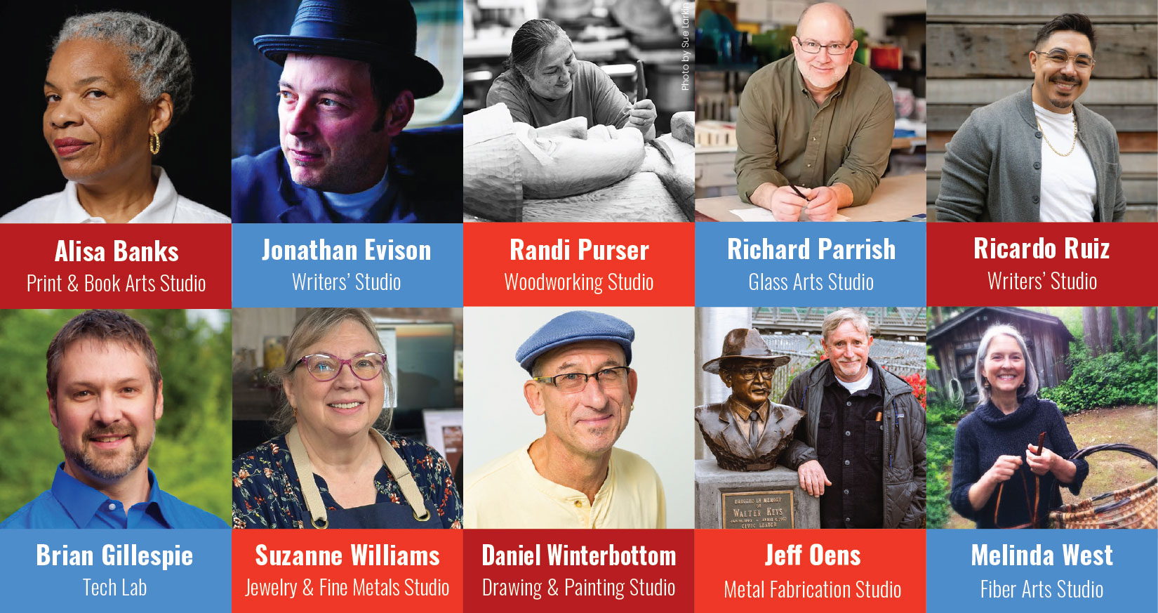 Handwork Week at BARN instructors: Alisa Banks, Jonathan Evison, Randi Purser, Richard Parrish, Ricardo Ruiz, Brian Gillespie, Suzanne Williams, Daniel Winterbottom, Jeff Oens, and Melinda West. Provided by Handwork Instructors/Randi Purser photo by Sue Larkin