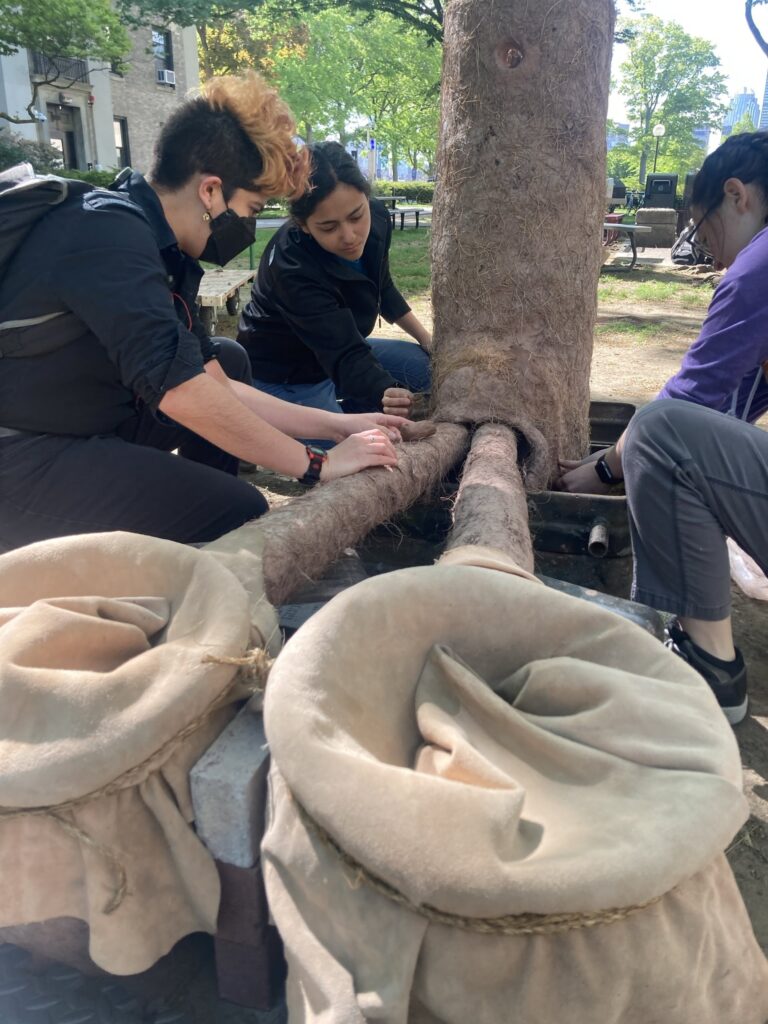 Students in the course Materials In Human Experience build an iron smelting furnace inspired by traditional furnace construction techniques from Burkina Faso. Rhea Vedro