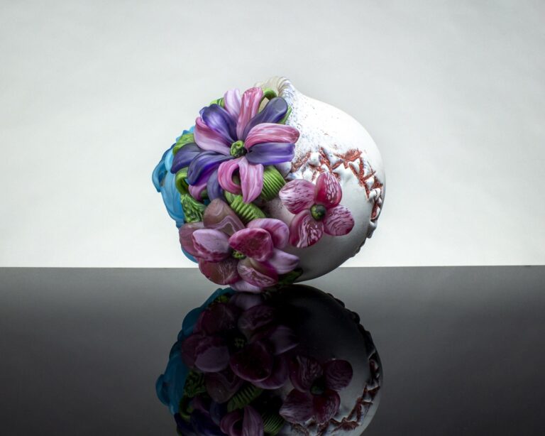Spring Baseball Lost in the Flower Garden, Jonathan Capps, 2024. Courtesy of Jonathan Capps via Corning Museum of Glass