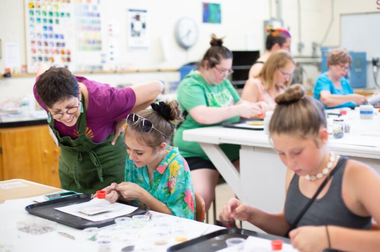 Worcester Craft Center is home to classes for all ages! Pictured students trying enameling for the first time!