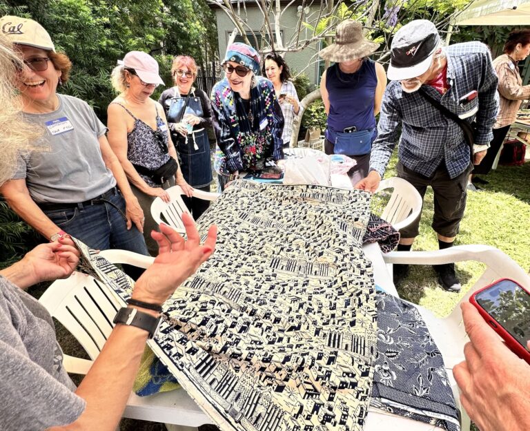 Textile Arts LA Community Engagement Indigo Social. Carrie BurckleIce Dyeing workshop