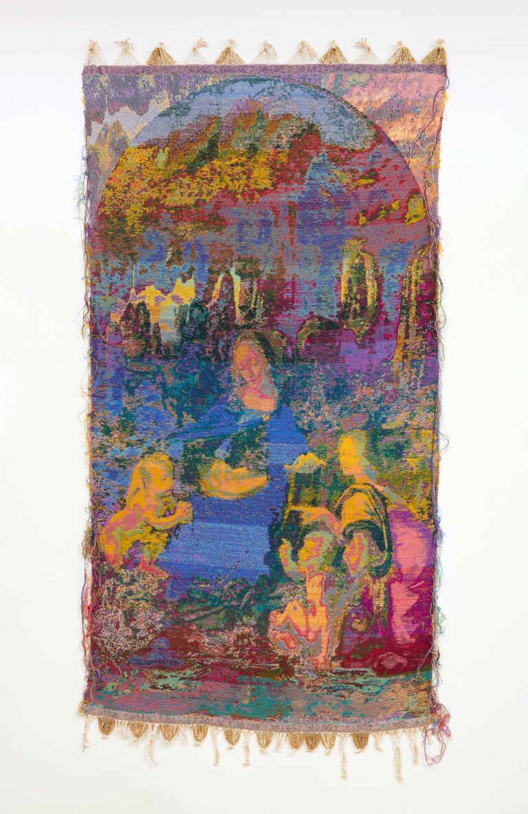 John Paul Morabito | Vergine delle rocce (dopo Leonardo da Vinci) | 2019 | cotton, wool, glass beads | 85 x 41 inches. PSG