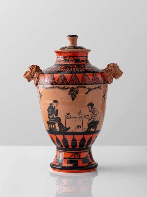 Bank Escape and Dominoes In The Same Day, from the Orange and Black series. Roberto Lugo