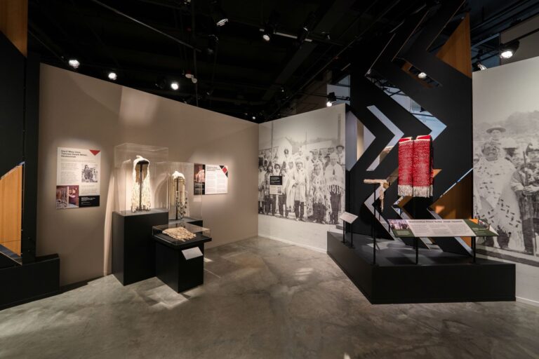 View of special exhibition Woven in Wool: Resilience in Coast Salish Weaving at the Burke Museum of Natural History and Culture. Chris Snyder/Burke Museum