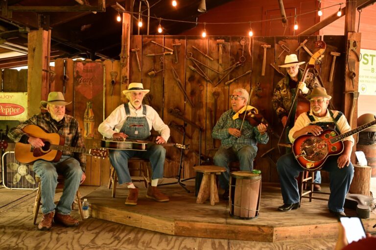 Enjoy live stringband music on the Blacksmith Stage during the Stringband Music & Arts Festival at the Ozark Folk Center State Park. Kirk Jordan
