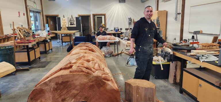 Carving Studio Residence with NoiseCat Arts. Laura VerMeulen