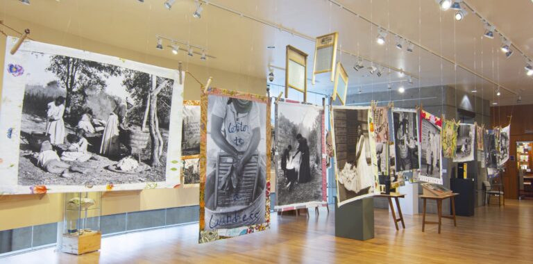 “letter to a laundress – starch” as installed at Bainbridge Island Museum of Art in a prior exhibition. Carletta Carrington Wilson, “letter to a laundress – starch”. Photo by Ann Welch. "letter to a laundress - starch" as installed at Bainbridge Island Museum of Art in a prior exhibition. Carletta Carrington Wilson, "letter to a laundress - starch". Photo by Ann Welch.