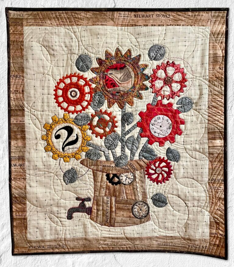 FIBERWORKS 2025 Best Quilt Award winner Paula Klassen for "Faux Flowers". Paula Klassen