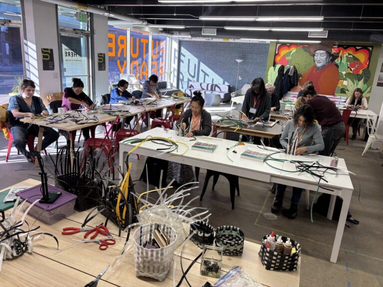 Plastic Bailing Strap Basket-Making program at Seed Lab. Credit: Anchorage Museum Plastic Bailing Strap Basket-Making program at Seed Lab. Credit: Anchorage Museum