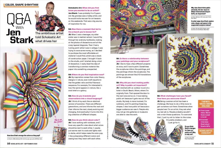 Interviews with contemporary artists bring the creative process to life and make art accessible for students. Image courtesy of Scholastic Art. Interviews with contemporary artists bring the creative process to life and make art accessible for students. Image courtesy of Scholastic Art.