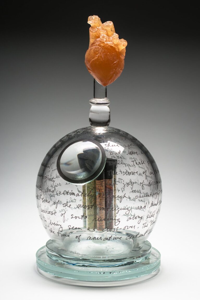 Tim Tate, A Map of the Human Heart, 2007; Blown, cast, glass vials, flameworked, diamond point engraving.  Currently on display in the exhibition “Transformations: The Wasserstein Collection of Contemporary Glass” at the Museum of American Glass. Photo by Pete Duvall Tim Tate, A Map of the Human Heart, 2007; Blown, cast, glass vials, flameworked, diamond point engraving. Currently on display in the exhibition "Transformations: The Wasserstein Collection of Contemporary Glass" at the Museum of American Glass. Photo by Pete Duvall