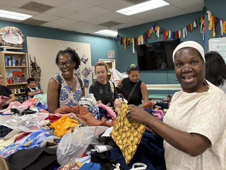 Free Fabric Fun Day- Every 4-6 weeks, we give away fabric remnants to keep stock flowing. Lizz Leral