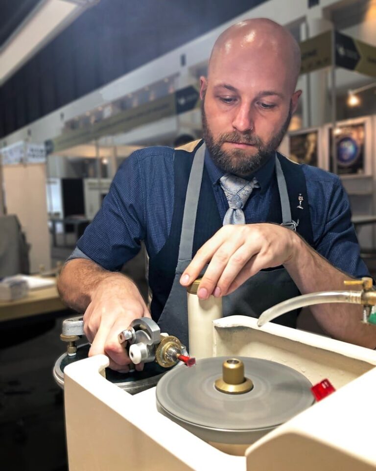 Justin K Prim transforming a rough stone into a faceted gem. Justin K Prim