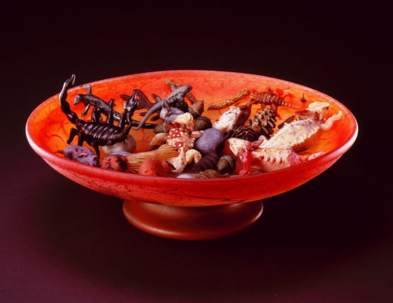 William Morris. Footed Specimen Bowl. William Morris (American, born 1957). Footed Specimen Bowl, 2004. Glass with applied desert artifacts; 6 7/8 x 16 1/2 x 16 1/2 inches. The George R. Stroemple Collection, A Stroemple/Stirek Collaboration.