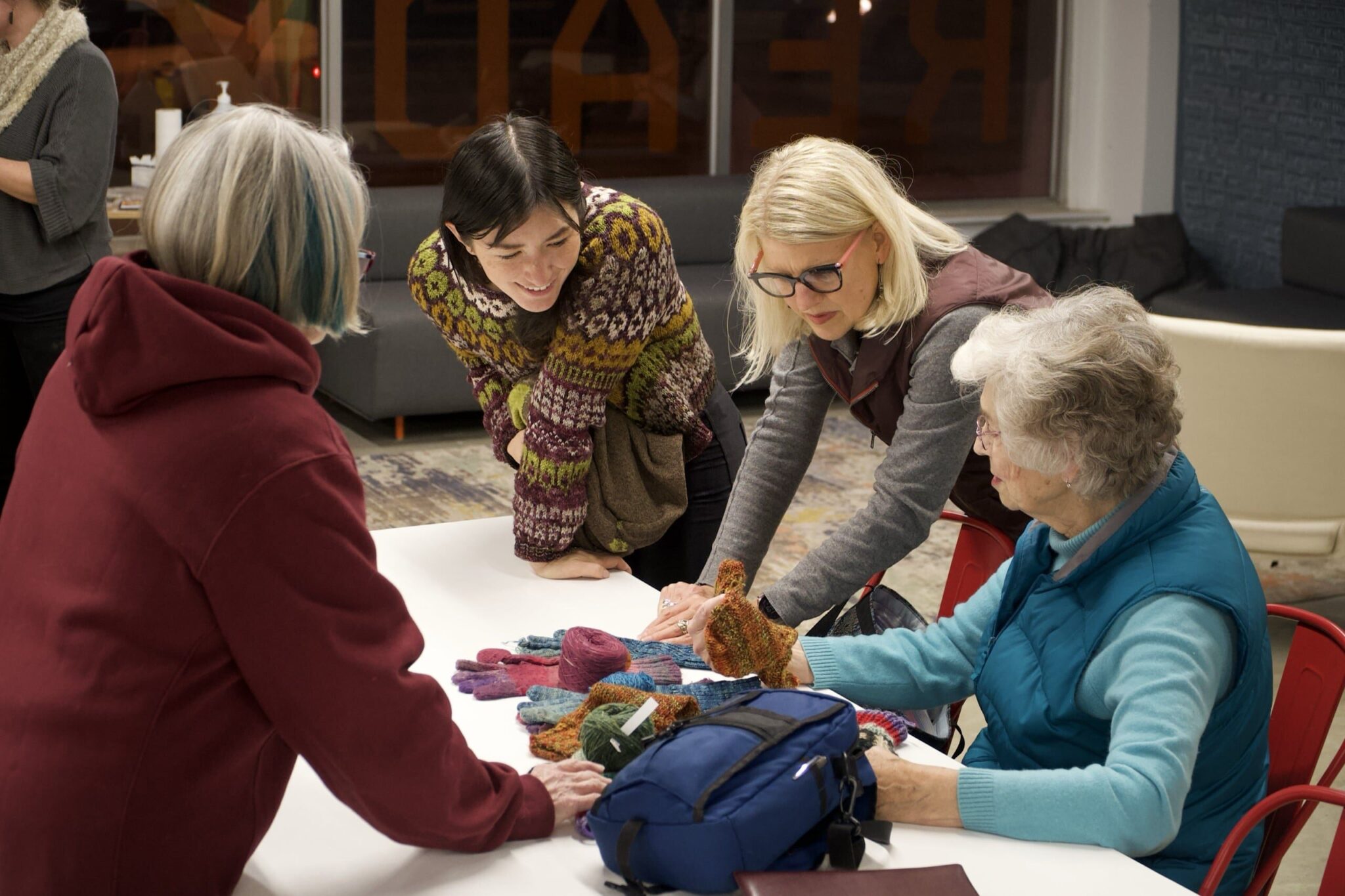 Instructors Amy Meissner and Ming Stephens with workshop attendees. Anchorage Museum
