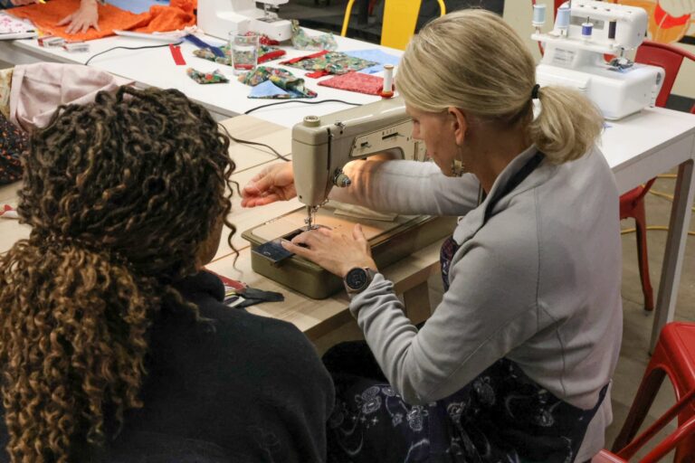 Amy Meissner instructs workshop attendees. Anchorage Museum