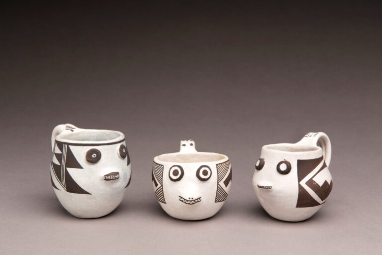 Sarah Garcia (Acoma Pueblo), Face Cup Set, ca. 1960, clay and slip. Museum of International Folk Art, gift of the Girard Foundation Collection, A.1980.2.959x. Photo by Addison Doty