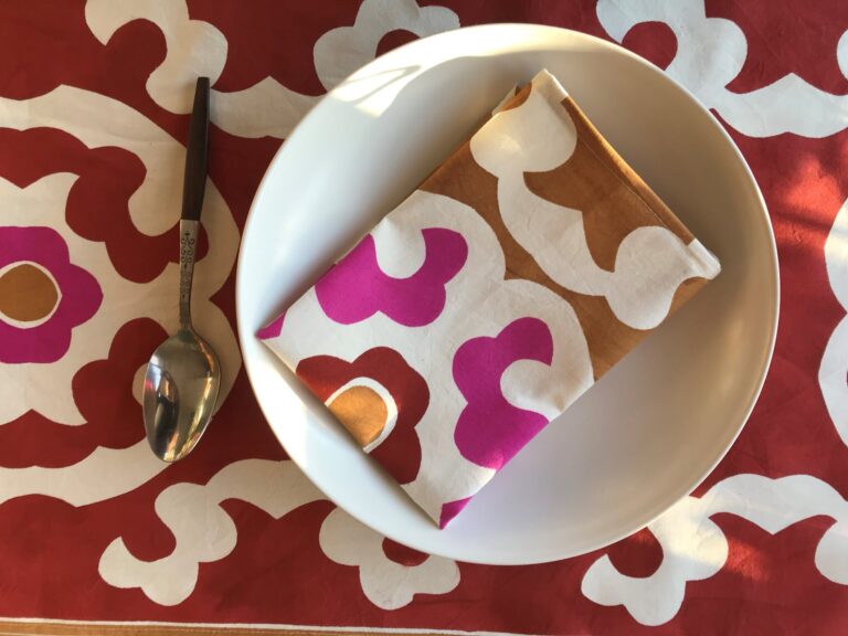 Stenciled table linens. American Swedish Institute