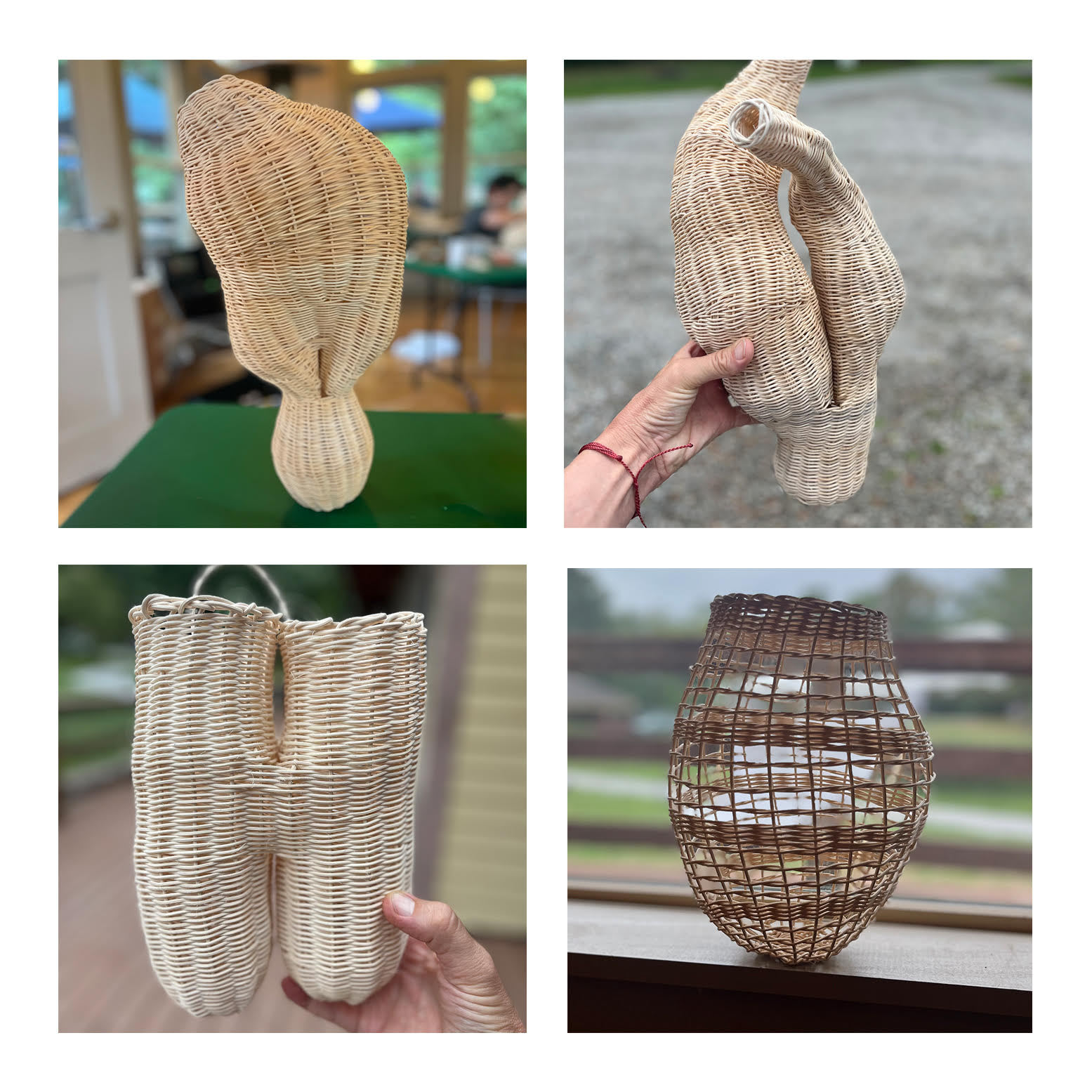 Student examples of reed basketry explorations in Ann Coddington’s class. Courtesy of Ann Coddington