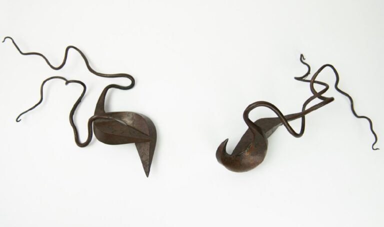 Jim Masterson, Shoulder Brooches, 1992. Copper. On loan from the collection of Jim Masterson. Jim Masterson, Shoulder Brooches, 1992. Copper. On loan from the collection of Jim Masterson.
