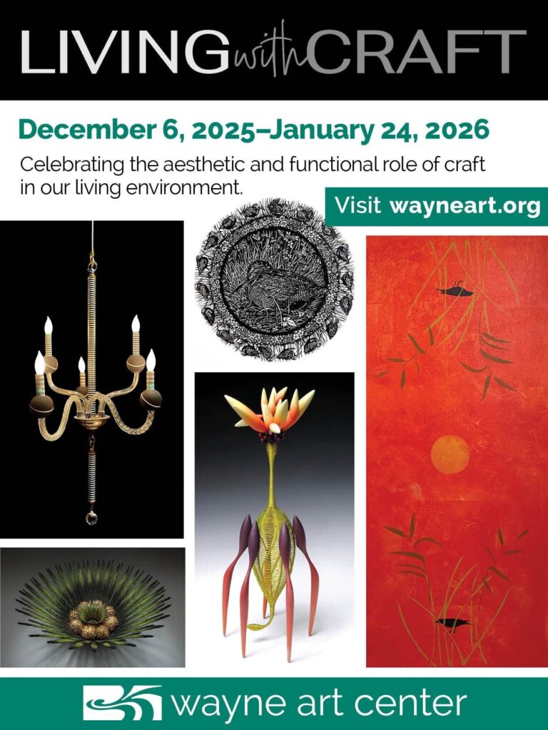 Living with Craft artwork on display. Wayne Art Center